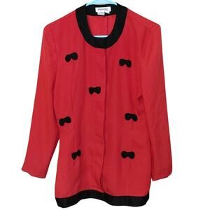 Depeche Mode Size 6 Hot Pink Black Beaded Bow Vintage Blazer Top Button Preppy